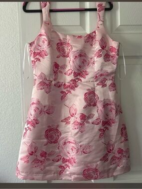Lulus Pink Floral Satin Dress